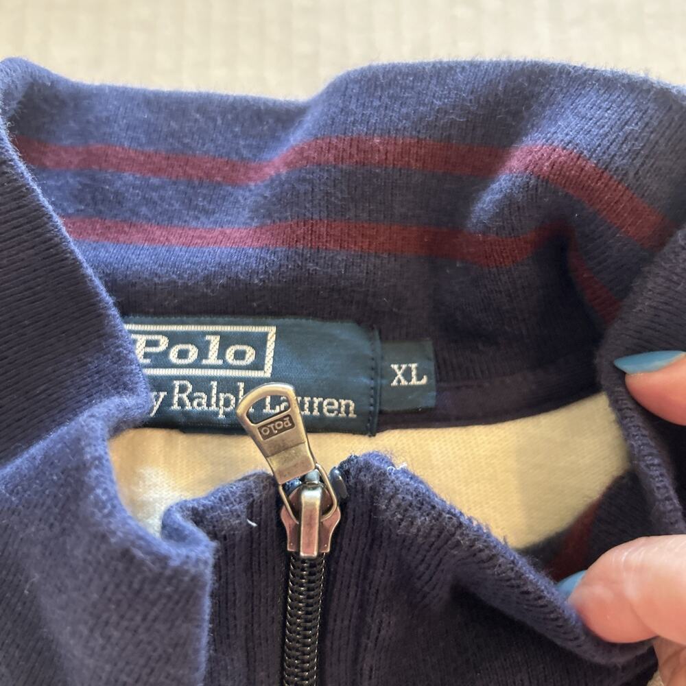 Vtg Ralph Lauren POLO full-zip LOGO White sweatshirt Contrast Trim Men’s Sz XL - Picture 7 of 13